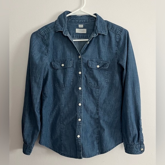 Loft the Softened Denim Classic Button-down Shirt XS - Picture 2 of 8
